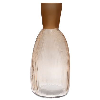 Glass vase, copper color with matte brown edge 15X34 cm