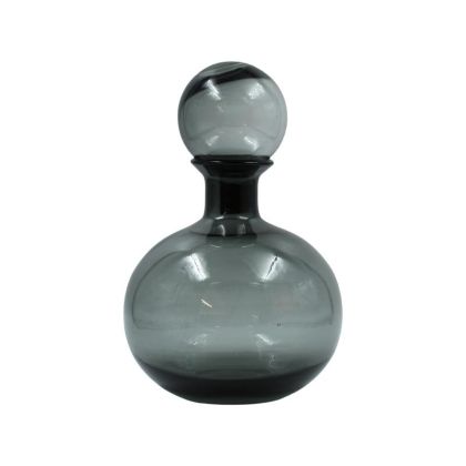 Стъклена декоративна гарафа FL1828 прозрачно сив цвят 17X27СМ