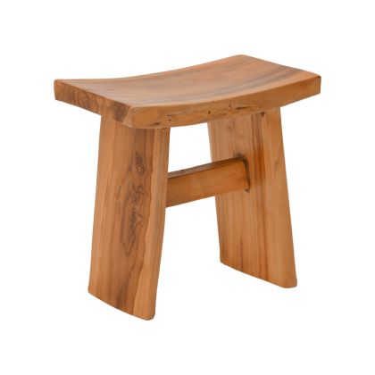 Borbe stool made of teak wood in natural color 45x28x45cm