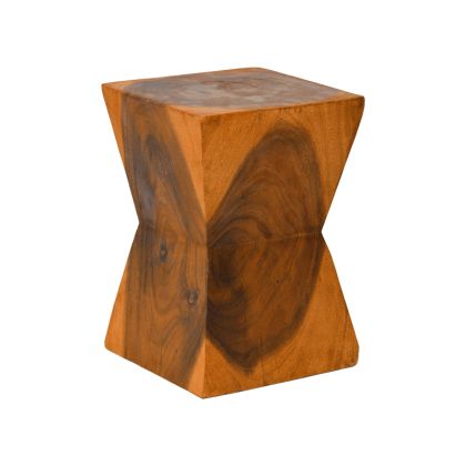 Clepsydra stool made of suar wood in natural color 31x31x45cm