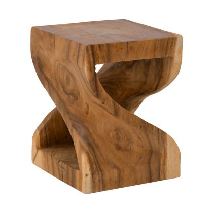 Hourian I stool made of suar wood in walnut color 35x35x45cm