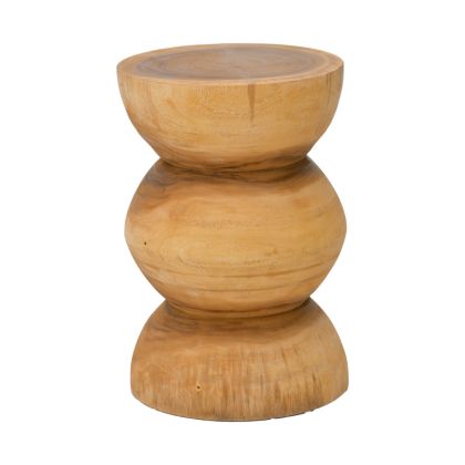 Pilar stool made of suar wood in natural color, dimensions 30x45 cm