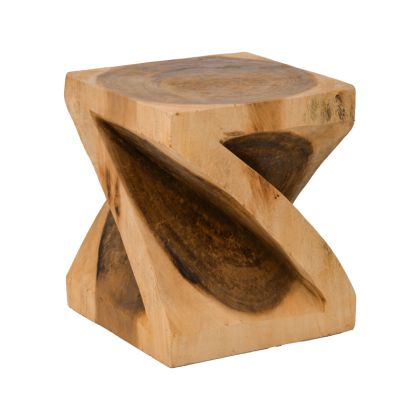 Rektan stool made of suar wood in natural color 35x35x40cm
