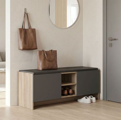 Hallway stool - shoe rack Zulla 10 pairs sonoma-anthracite 110x37x43cm