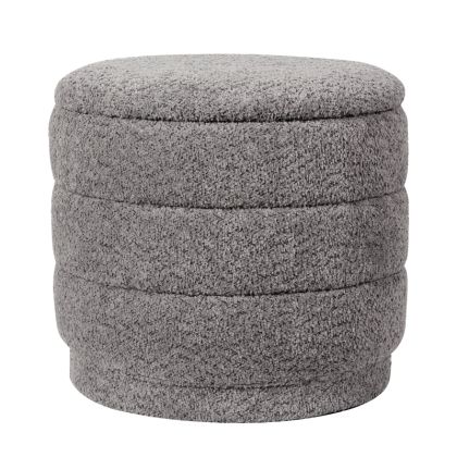 Storage stool Bettia teddy bear, gray fabric, D41x38.5 cm