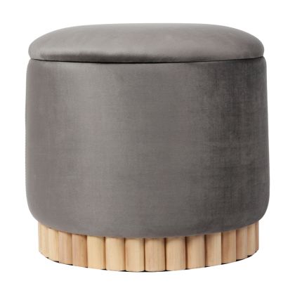 Terina storage stool, gray velvet, 46x42 cm