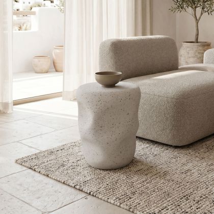 Stool-table Ardini Stone white matt MGO D39.5x49.5cm