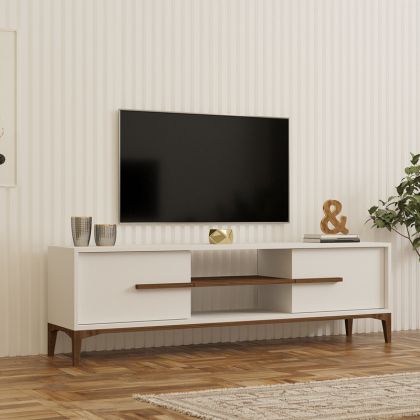 TV cabinet Eslem white with walnut color 160x34.6x45cm