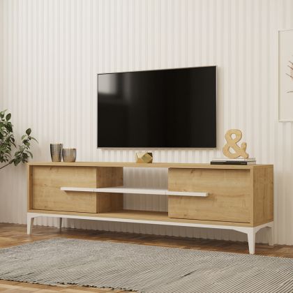 TV cabinet Eslem in natural white color 160x34.6x45cm