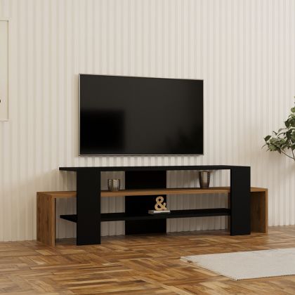 Lenour TV cabinet in Sonoma color with black color 150x35x45cm