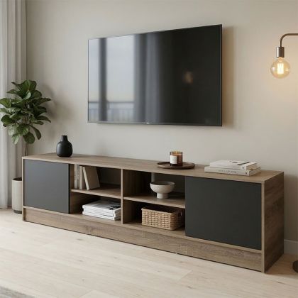 TV cabinet Tivia, sonoma-anthracite color, 180x35x41.5 cm