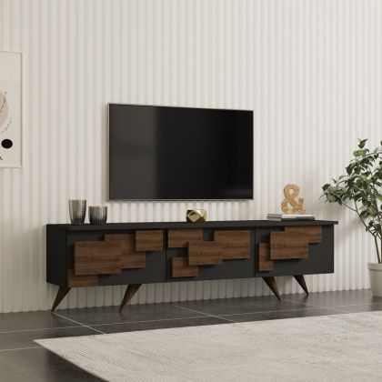 TV cabinet Trida walnut with anthracite color 160x35x45cm