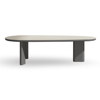 DINING TABLE OSIRIS SM6503.01 GREY ALUMINUM - BEIGE/GREY SINTERED STONE WITH TOP 280X120X74H