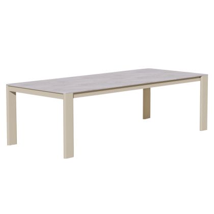 Dining table Punder HM6483.02 aluminum in cream white -- sintered stone top 220X100X75 cm.