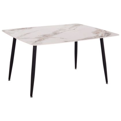 Dining table Raven HM18149.04 ceramic top with white/brown marble look 140X80X74 cm.