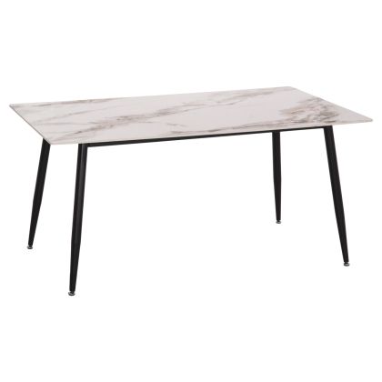 Dining table Raven HM18150.04 ceramic top with white/brown marble look 160X80X74 cm.