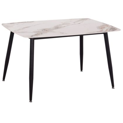 Dining table Raven HM9854.04 ceramic top with natural Calacatta marble - black metal legs 120X70X73 cm.