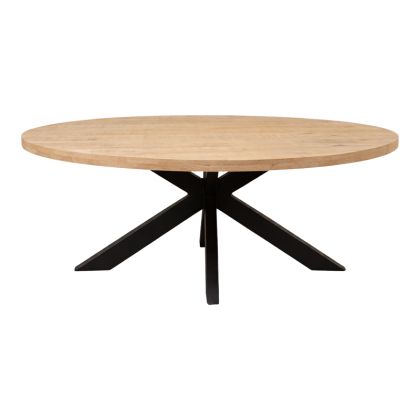 Dining table Jenma solid mango wood in natural color - black metal leg 200x100x76cm