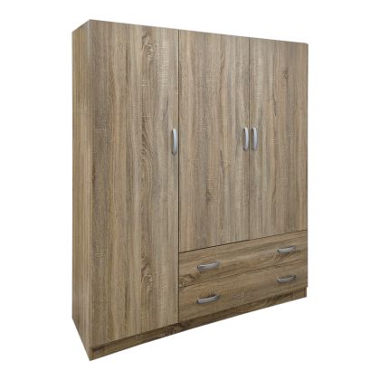 Трикрилен гардероб с 2 чекмеджета Alvia sonoma 150x51x180см