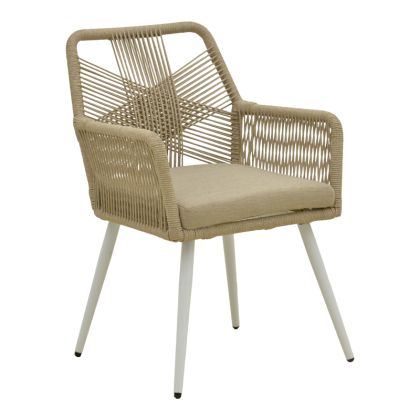 Andros armchair, white aluminum - natural PE rope 56x60x86 cm