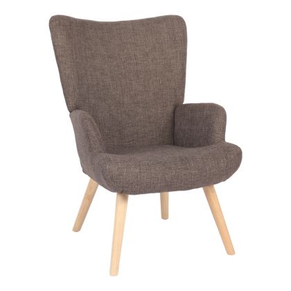 Gerlina armchair with brown fabric and natural legs 71x64x94cm