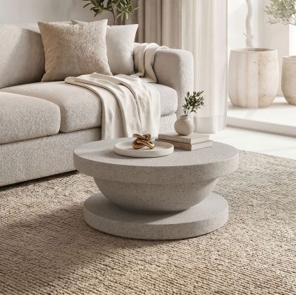Coffee table Bold Stone Cerba ecru matte MGO D70x30cm