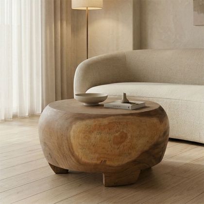Coffee table made of Terra suar wood in natural color D60x36cm