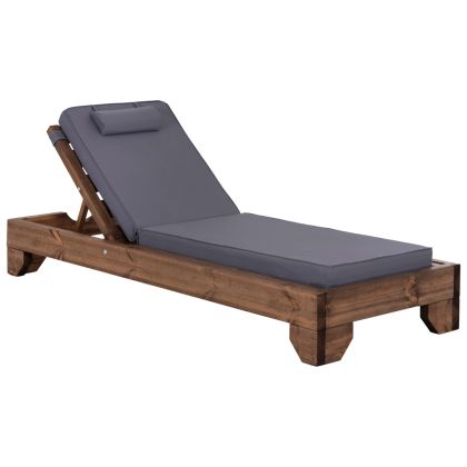 Beach lounger Korinos HM10772.30T pine wood in walnut -- cushion in gray 79X204X77ВСМ.