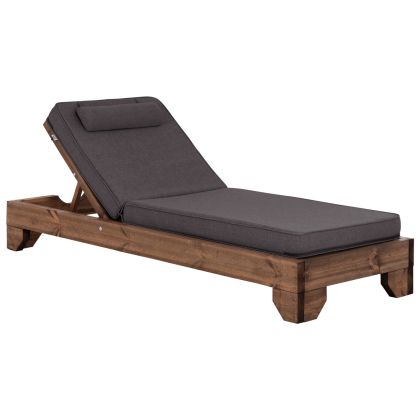 Beach lounger Korinos HM10774.73 pine wood in walnut -- olefin cushion in gray 79X204X77ВСМ.