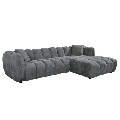 Corner sofa (right) Lykke HM3326.01R gray fabric 280X89-165X70ВСМ.