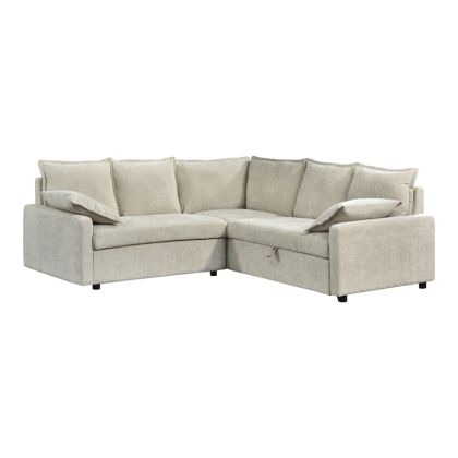 Corner sofa bed Lounivo beige fabric 215x215x84cm