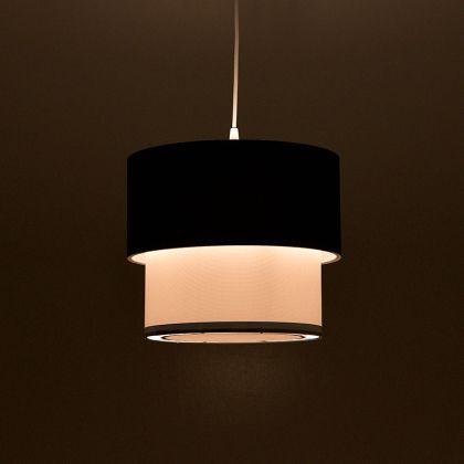 Chandelier in black and white with silver trim D30x55cm