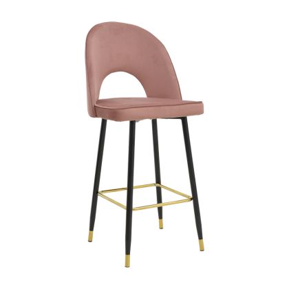 Casenio medium height bar stool, rotten apple color, velvet - black leg with gold metal 48X50X107CM