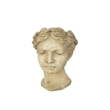Beige cement flower pot statue lady's head - 18X17X26.5CM 4/BOX