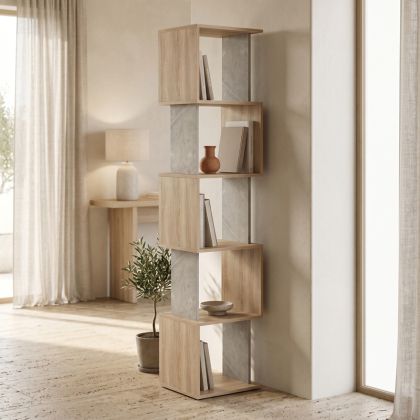 Cubik Sonoma bookcase with gray-beige marble look 35X30X161CM