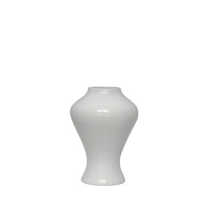 Бяла извита керамична ваза - 15.2X21.2CM 1/9KIB