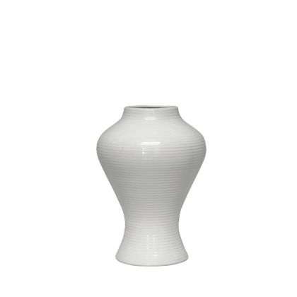 Бяла извита керамична ваза - 19X26.3CM 1/6KIB