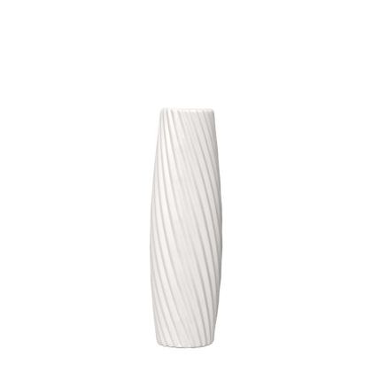 Бяла керамична ваза с диагонални линии - 10.5X33CM 1/24KIB
