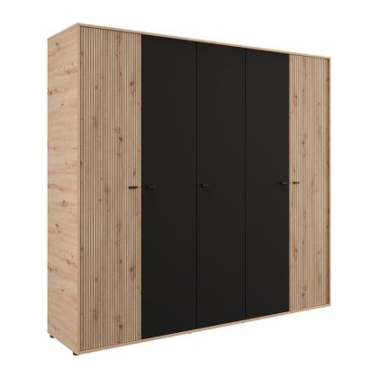 Wardrobe Avignon 5K H211 artisan oak - black color 228X55X211CM