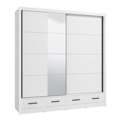 Wardrobe with mirror Albi Plus 205 2F Og white color 205X60X216CM
