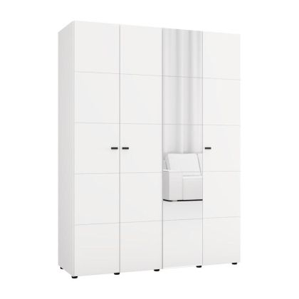 Wardrobe with mirror Salamis 4K1O H207 white color 155X52X208CM