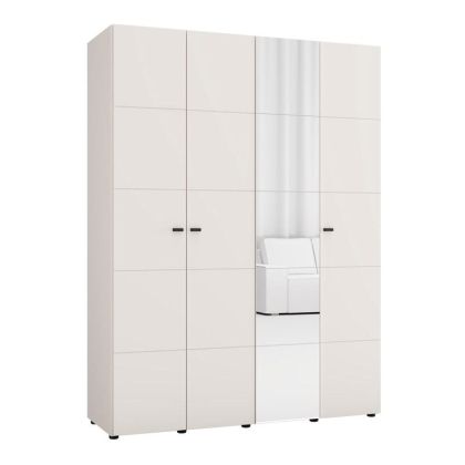 Wardrobe with mirror Salamis 4K1O H207 cashmere color 155X52X208CM