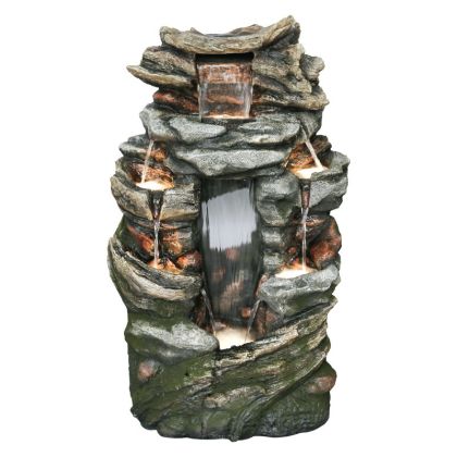 Голям декоративен фонтан , кафяв със светъл камък, 6 нива - 60X41X103СМ