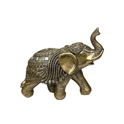 Decorative polyresin golden elephant statuette - embossed with mirrors - 16X8.5X19CM 24/KIB