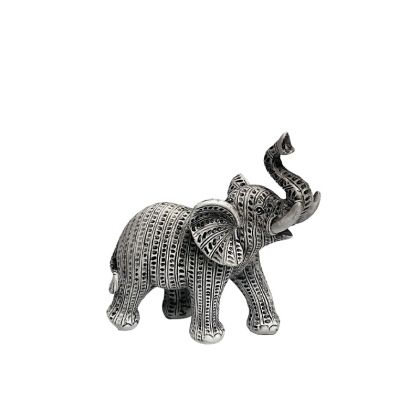 Decorative polyresin black and white elephant statuette - relief motif - 13X5X14CM 48/KIB