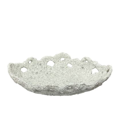 Decorative plate cream polyester, embossed coral - 30X19X6CM 24/KIB