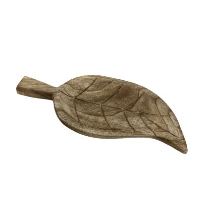 Decorative wooden plate (plate) natural brown in the shape of a leaf, small - 36X12X2.5CM 30/KIB