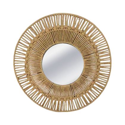 Decorative mirror round beige with rope with radial design - Φ50X3CM 15 Boxes