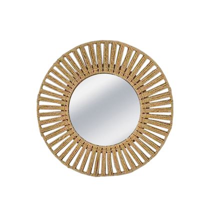 Decorative mirror with rope round beige with radial design - Φ43X3CM 15CUB
