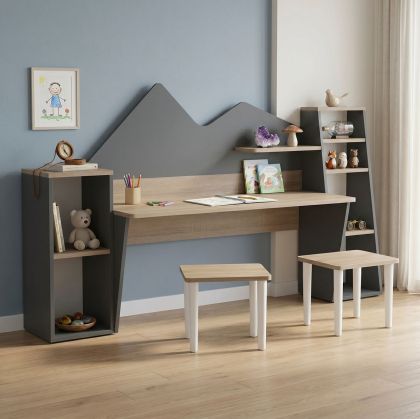 Children's desk with stool Dualto Sonoma-anthracit 180X30X93.6CM